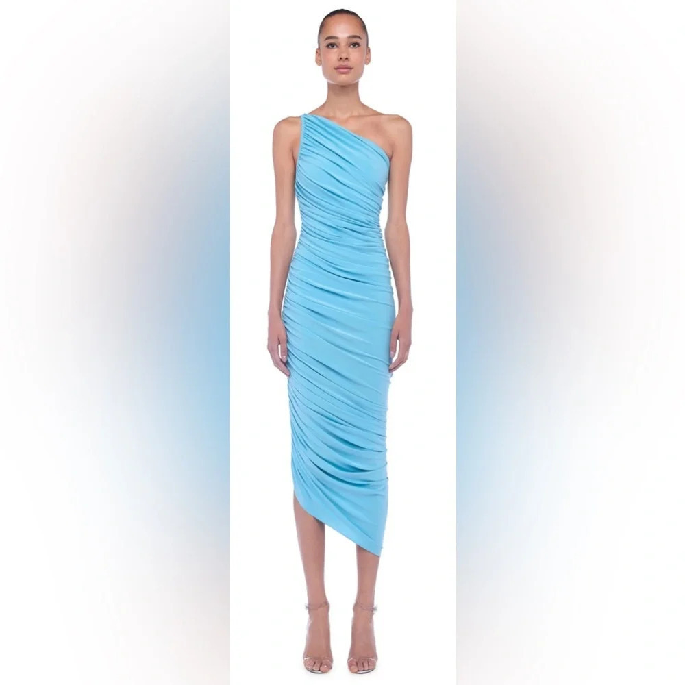 Norma Kamali X revolve Diana Gown in powder blue